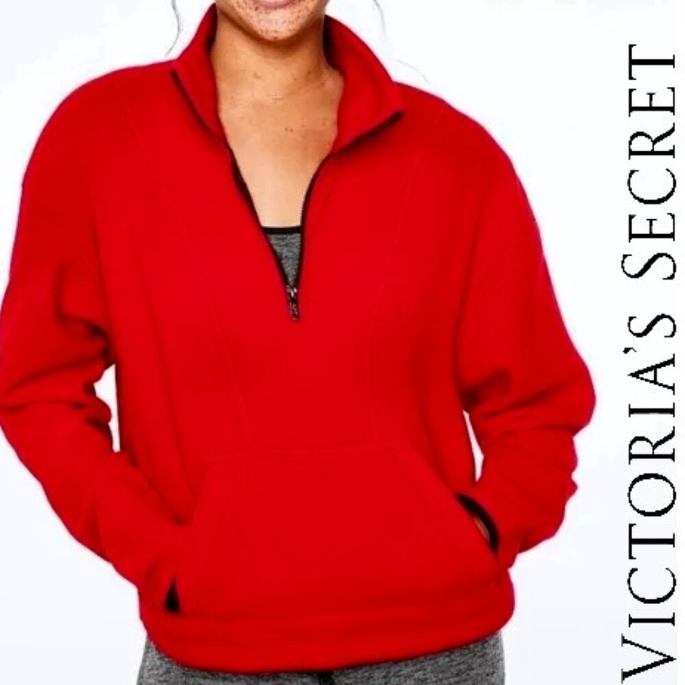 New Victoria's Secret Pink Fleece Half Zip Sweater Long Sleeve